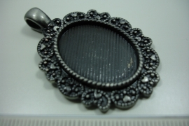 [ 0857 ] Cabochon houder 40 x 32 mm. Antraciet, per stuk