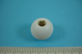 [ 6808 ] Houten kraal 14 mm. Wit, per stuk