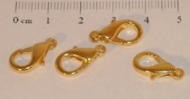 (5086) Karabijn slotje goudkleur 16 mm. 4 stuks.