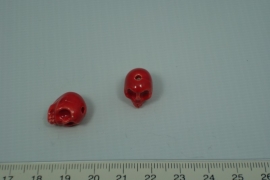 [ 0424 ] Doodshoofd Keramiek 13 mm. Rood, per stuk