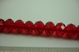 +[ 8460 ] Glaskraal Spacer 10 mm. donker Rood, per streng