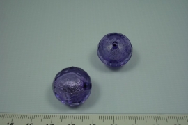 [0594 ] Zilverfolie kraal Paars, rond 20 mm.  per stuk