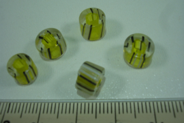 [ 0120 ] Glas kralen plat rond 6 x 7 mm. Geel, per 10 stuks
