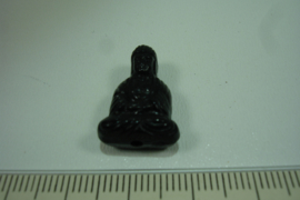 [ 7060 ] Boeddha zit 19 mm. Zwart, per stuk