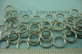 [ 8373 ] RVS,  Open ring 8 mm. x 1.2 mm. per 50 stuks