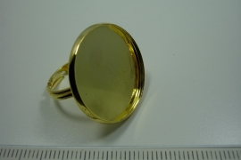 [ 0869 ] Inplak Ring 25 mm. met opstaande rand, Goudkleur, per stuk