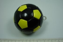 *[ 5643 ] Voetbal Zwart Geel, 40 mm.