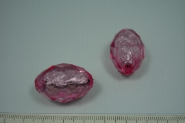 [0605 ] Zilverfolie kraal Roze, ovaal 30 mm.  per stuk