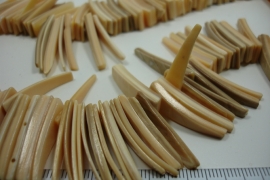 [ 10032 ] ... Schelp sticks v.a. 2 mm x 28 mm. Naturel, per streng