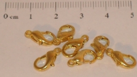 (5084) Karabijn slotje goudkleur 12 mm. 7 stuks.