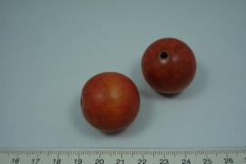 *[5476 ] Houten kraal ongelakt 30 mm. Oranje, per stuk