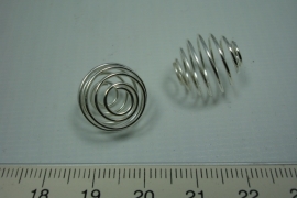[ 5720 ] Spiraal kraal 15 mm. Verzilverd, per stuk