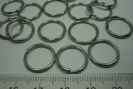 [ 6129 ] Open Ring 15 mm. Chroom, 15 stuks