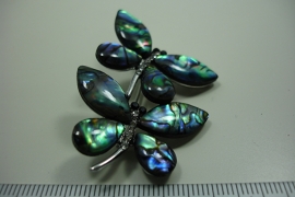 [ 6326 ] twee Vlinders broche 4.7 cm. Paua schelp, per stuk