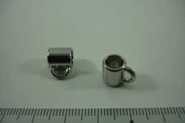 [ 1309 ] Tussen kraal 8.7 mm. breed met 1 oog, Zilverkleur, per stuk