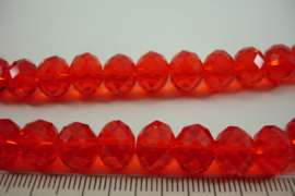 +[ 6688 ] Glaskraal Spacer 10 mm. Helder Rood, per streng