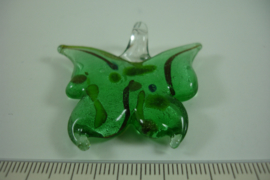 [ 6662 ] Glas hanger 5 cm. Vlinder, Groen, per stuk