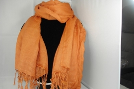 [OR,006] Donker Oranje Sjaal met franjes