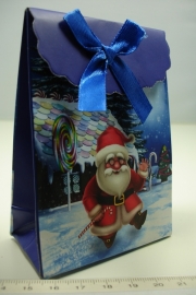 [ 5950 ] Kerst verpakking Blauw 7.5 x 10 cm. Kerstman in de sneeuw, per stuk
