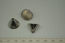 [0558 ] Kap rond glad puntig, 14 mm. Zilverkleur, per stuk