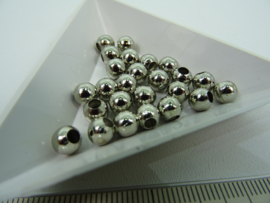 [ 5238-A ] Metaal kraaltje 6 mm. Crome kleur, per 25 stuks