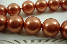 +[ 6567 ] Glas kraal 16 mm. Oranje Koper, 25 stuks