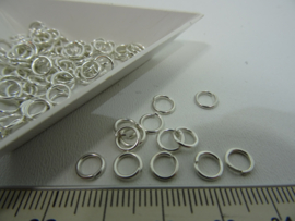 ( 5138 ) Open ring  6 mm. verzilverd, 85 stuks.