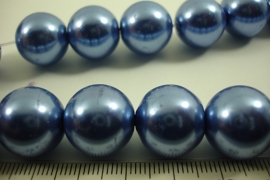 +[ 6569 ] Glas kraal 16 mm. Staal Blauw, 25 stuks