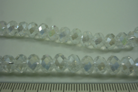 [ 6686 ]  Spacer Glaskraal 8 mm. Kristal AB, per streng