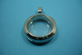 [ 6247 ] Locker Rond 25 mm. Zilverkleur glad, per stuk