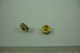[ 1317 ] Rondel 6 mm. Goudkleur met Kristal helder, per stuk