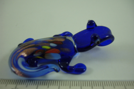 [ 6660 ] Glas hanger 6 cm. x 3.5 cm. Salamander, Blauw, per stuk