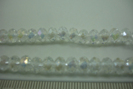 [ 6755 ] Fazet Spacer glaskraal 6 mm. Kristal AB, per streng