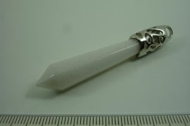 [ 0994 ] Pendel +/- 6 cm. natuursteen Jade wit, per stuk