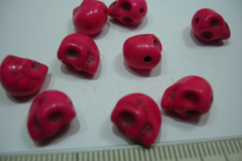 [ 0318 ] Doodshoofd  kraal  11 mm. Hard Roze, per stuk