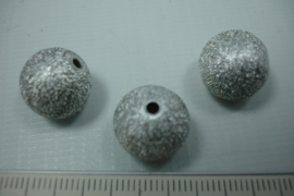 [ 5839 ] Zilver glitter kraal 14 mm. per stuk
