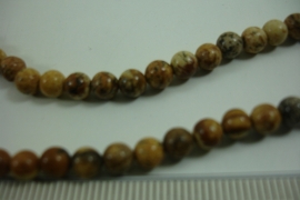 [ 6438 ] Jaspis 5 mm. Bruin gevlekt, per streng van 40 cm.