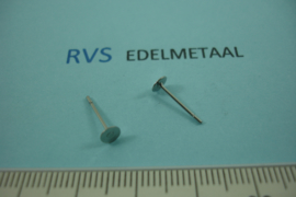 [ 8511 ] RVS,  Oorstekers met 4 mm. plaat, 4 stuks
