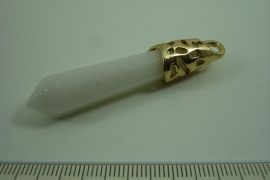 [ 1060 ] Pendel +/- 6 cm. natuursteen Jade wit, per stuk