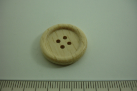 [ 1080 ] Houten Knoop 23 mm. 4 gats, per stuk