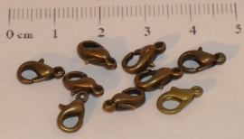 (5078)  Karabijn slotje brons 10 mm. 9 stuks.
