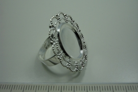 [ 0873 ] Ring Verzilverd, Ovaal 27.5 x 24 mm. per stuk