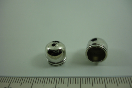 [ 6704 ] Koord kap ribbel 8 mm. Metallook Zilverkleur, per stuk