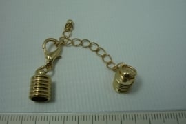 [0469 ] Inlijmkap ribbel  6 mm. met slot, Goudkleur, per set