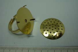[ 0782 ] Ring met losse zeef van 22.5 mm. Goudkleur, per stuk