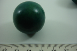 *[5468 ] Houten kraal gelakt 30 mm. donker Groen, per stuk