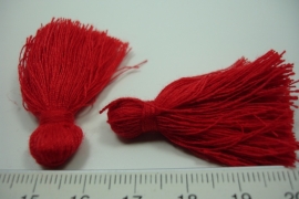 [ 6066 ] Kwastjes +/- 3 cm.  Rood, per stuk