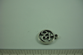 [0550 ] OHM Bedeltje 12 mm. Metaal Zilverkleur, per stuk