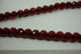 [ 8471 ] 6 mm. Glas kralen, D. Rood, +/- 54 cm. per streng