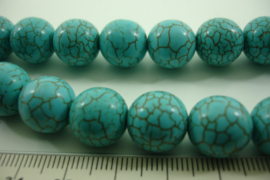 +[ 8506 ] Turkoois 12 mm.  blauw met veel nerf, per streng